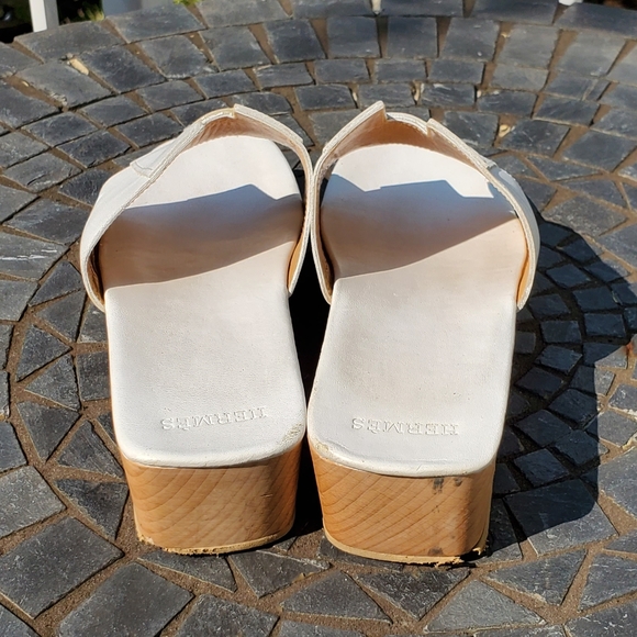 Hermes Shoes - Vintage Hermes 'H' wood block sandals